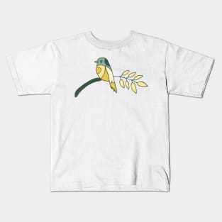 Pattern from birds on brilliant amber yellow Kids T-Shirt